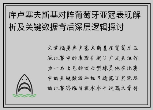 库卢塞夫斯基对阵葡萄牙亚冠表现解析及关键数据背后深层逻辑探讨